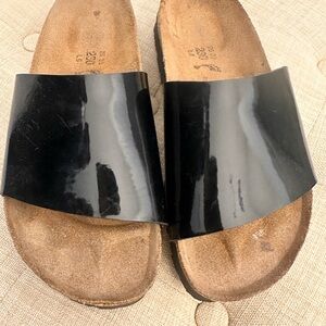 Birkenstock Black Patent Madrid Slide Sandals Size L5